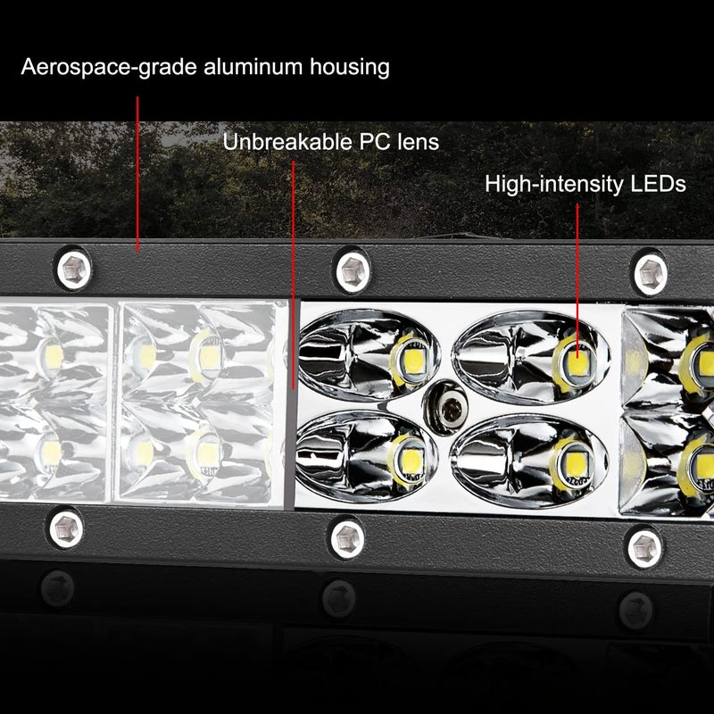 Auto Power Plus LED Light Pods Auto Power Plus 2pcs 5 Inch Off Road Driving Lights Dual Row LED Light Bar LED Work Light Waterproof Spot Flood Combo Lights for Off Road Truck UTV ATV Boat - Image 3